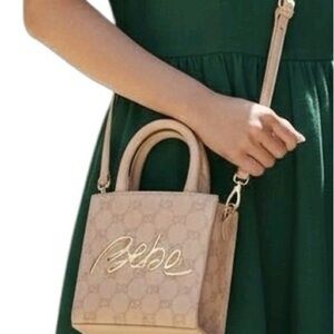 Bebe Beige Crossbody/handBag with Gold Accents NWT